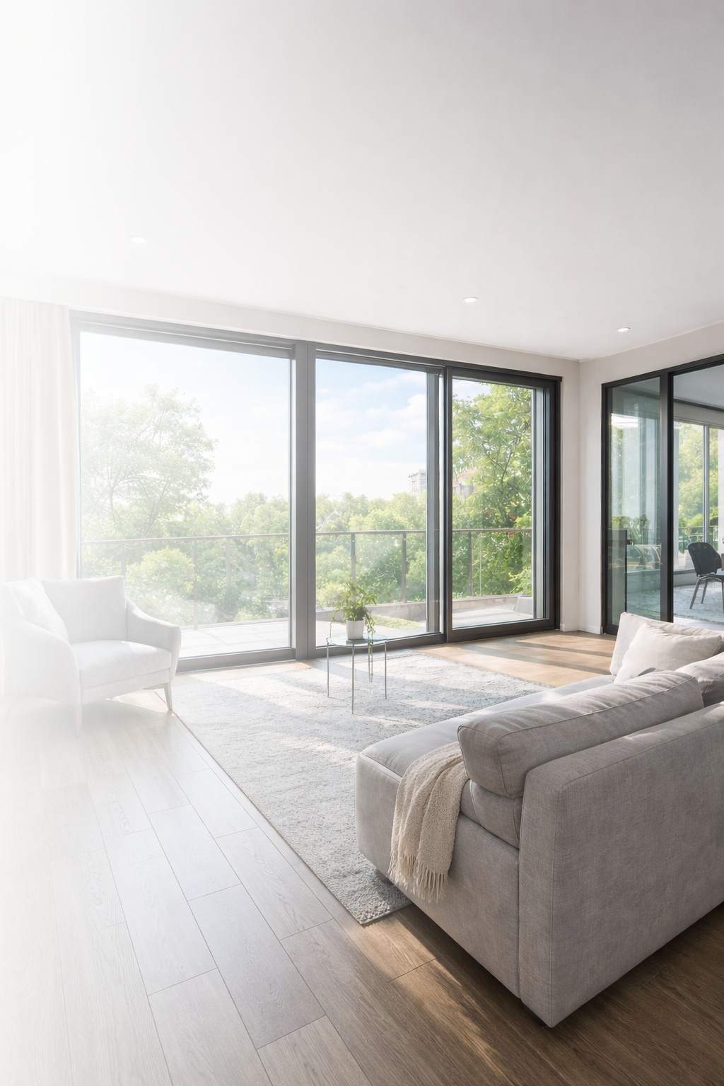 Modern interior with large windows